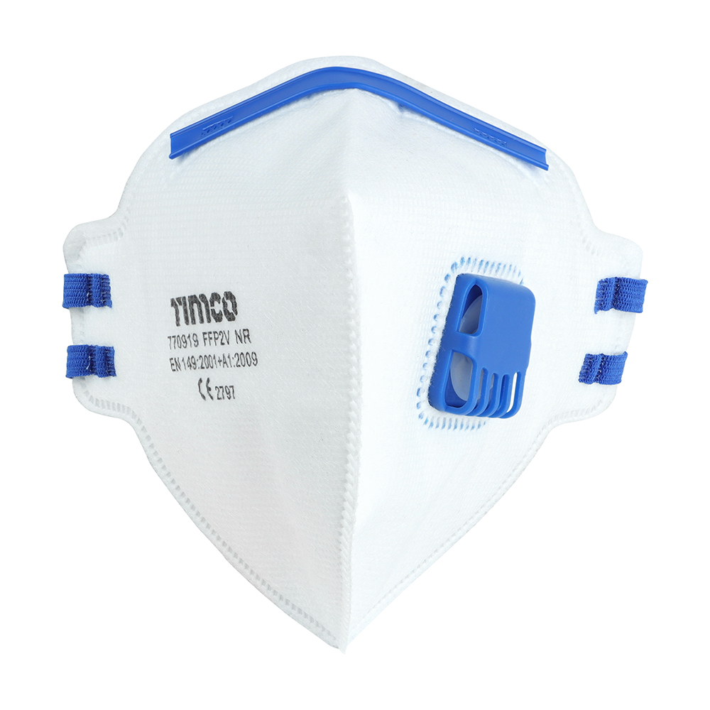 TIMCO FFP2 Fold Flat Masks with Valve (One Size) - Bag of 3